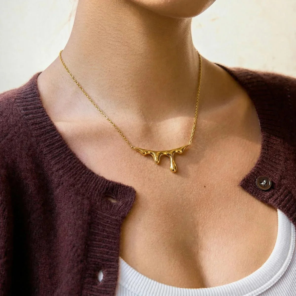 Waterdrop Pendant Necklace | Minimalist Stainless Steel Teardrop Jewelry for Women