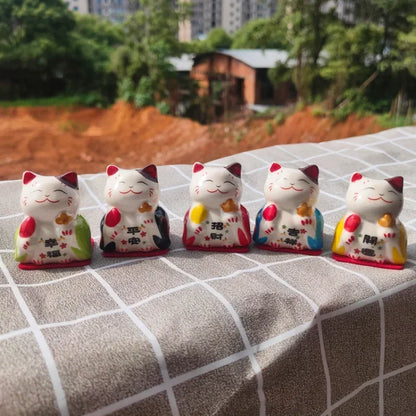 Cerámica Japonesa Daruma Artesanía Gato de la Suerte de Dibujos Animados Adorno de la Fortuna Paisaje Accesorios de Decoración del Hogar Regalos Decoración de la Sala de Estar
