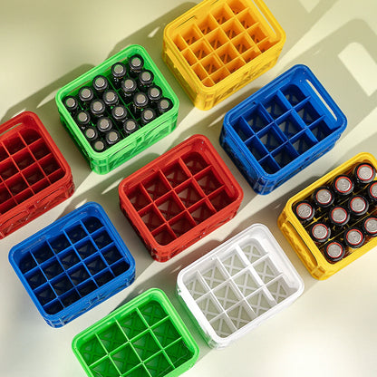 3D Printed Beer Crate Style Stackable Battery Storage Box | AA AAA 18650 21700 9V Organizer