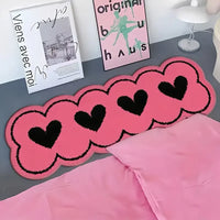 VIKAMA Pink Heart-Shaped Long Strip Floor Mat, Soft And Non-Slip Bedroom Bedside Carpet, Porch Path Carpet For Home Decoration