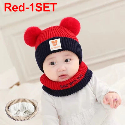 Lindos sombreros de invierno cálidos para niños y niñas, gorros de lana con dobladillo de vellón y pompón, gorros de lana sólida con protección para las orejas, gorros suaves para recién nacidos.