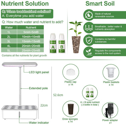 Smart WiFi Hydroponic Growing System Indoor Herb Garden LED Grow Light