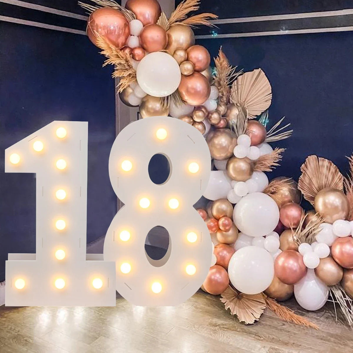 Marco de luz LED de 91,5 cm con números gigantes, decoración para fiesta de primer cumpleaños, bodas, 30, 50, 60 cumpleaños, baby shower.