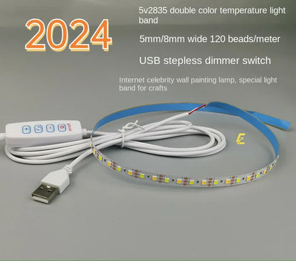 5V USB Light Painting Strip | Two-Color Temperature LED with Stepless Dimming