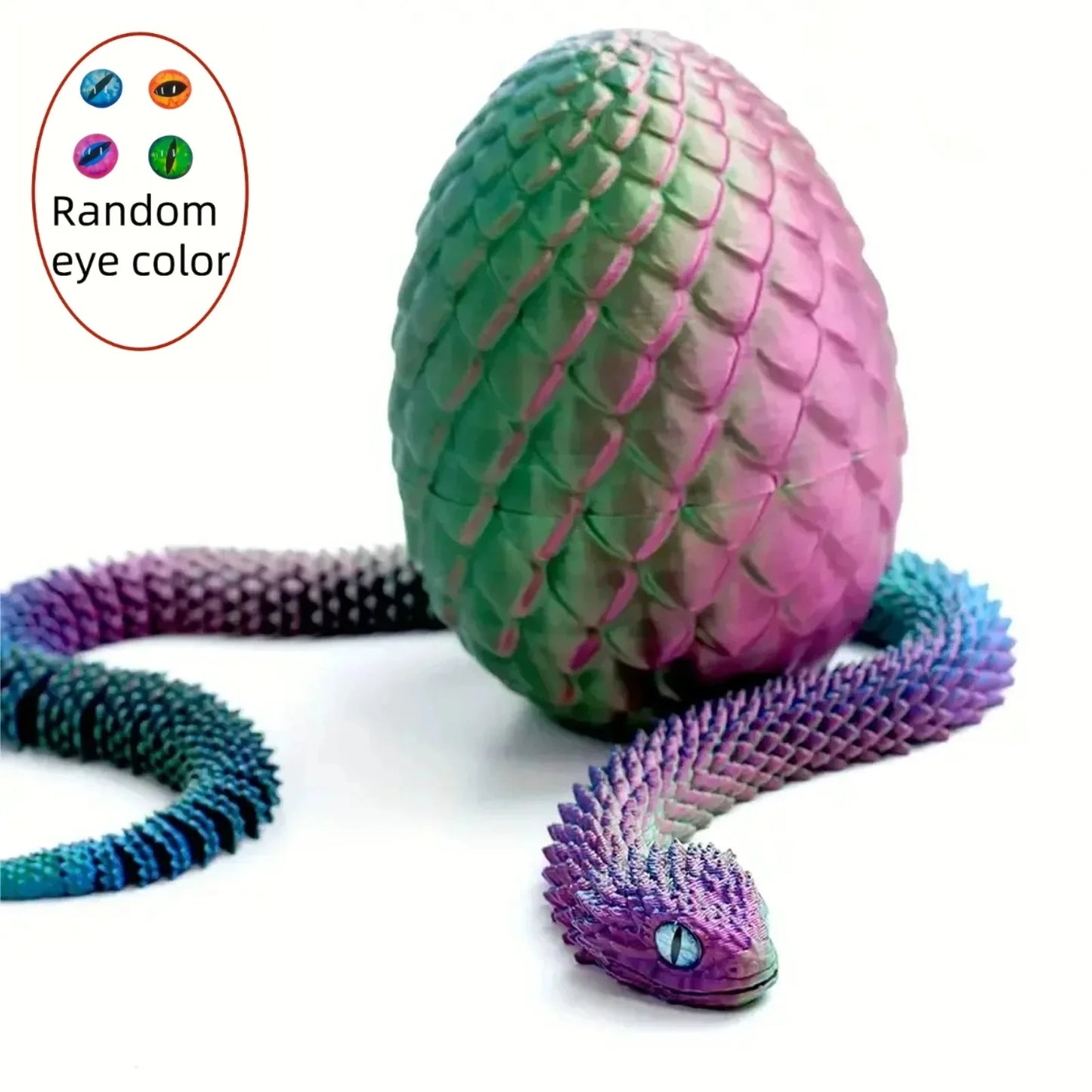 3D Printed Snake with Egg | Articulated Desktop Animal Decoration