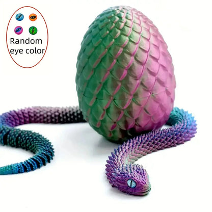 3D Printed Snake with Egg | Articulated Desktop Animal Decoration
