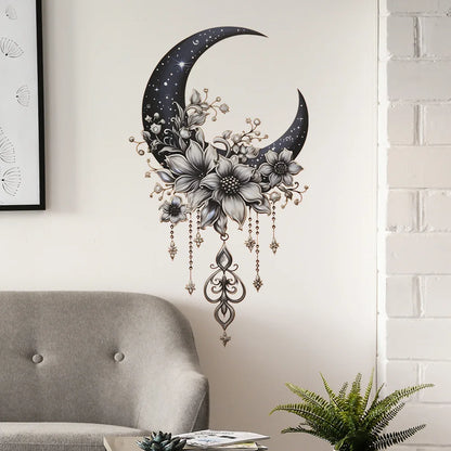 Moon Flower Vinyl Wall Sticker | Girl Room Decoration