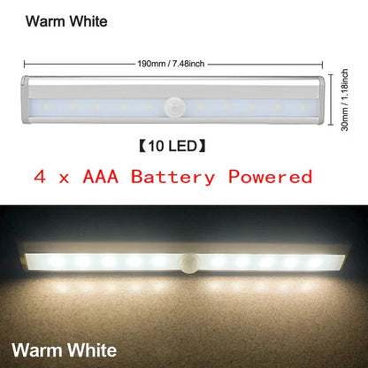 LED Under Cabinet Night Light Motion Sensor Closet Light Kitchen Bedroom Lighting Wall Lamp With Magnetic Strip USB Rechargeable