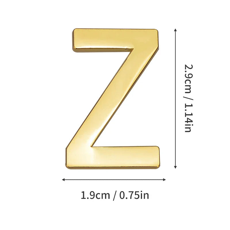 1 Pieza de metal autoadhesivo, número de casa, letras del alfabeto inglés para placa de puerta de apartamento, mesa, pegatinas de número de buzón de 3 x 2 cm