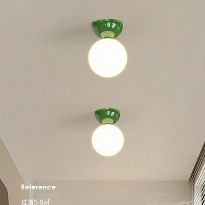 Bauhaus Dome Ceiling Light Cream Flush Mount Lamp for Hallway Balcony Entryway