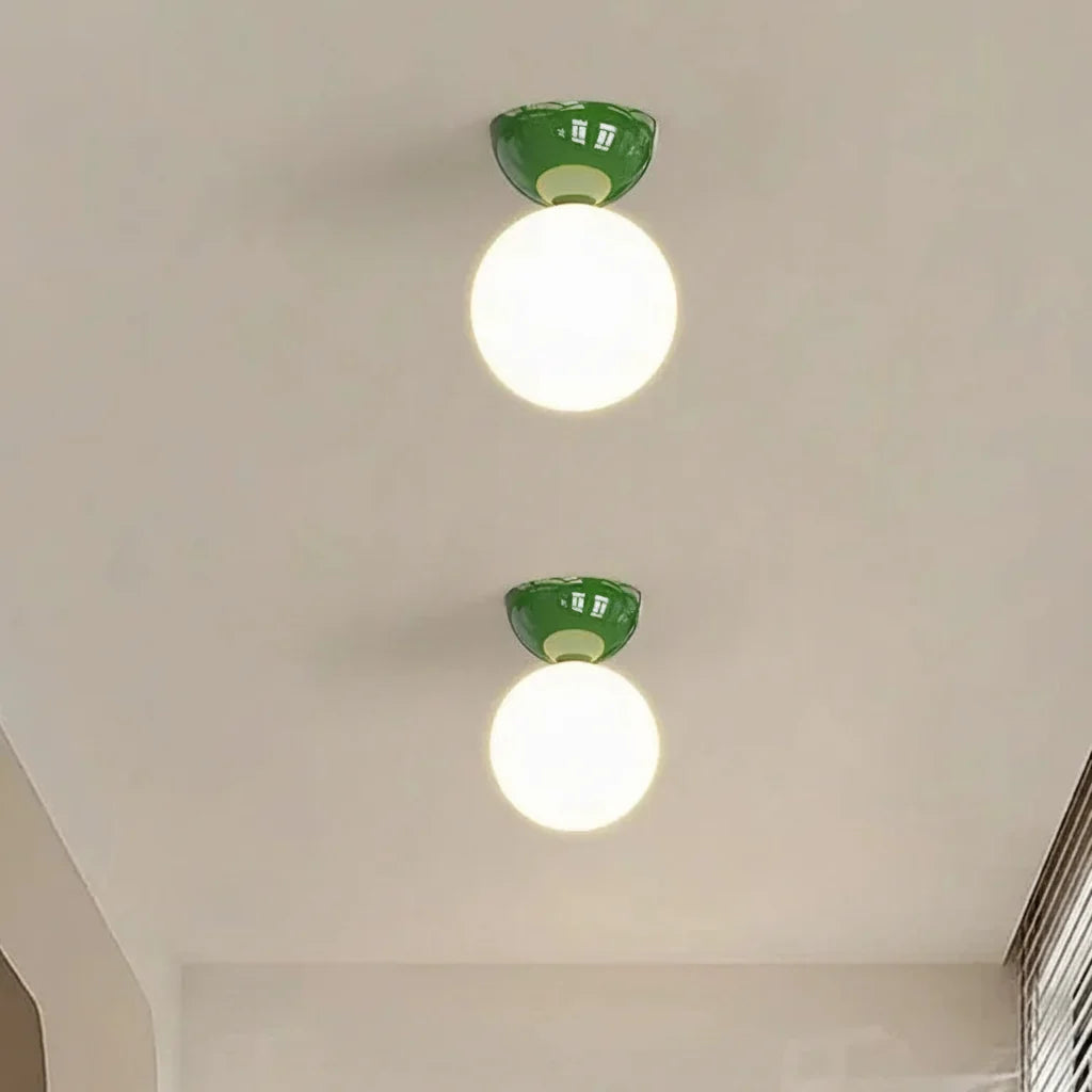 Bauhaus Dome Ceiling Light Cream Flush Mount Lamp for Hallway Balcony Entryway