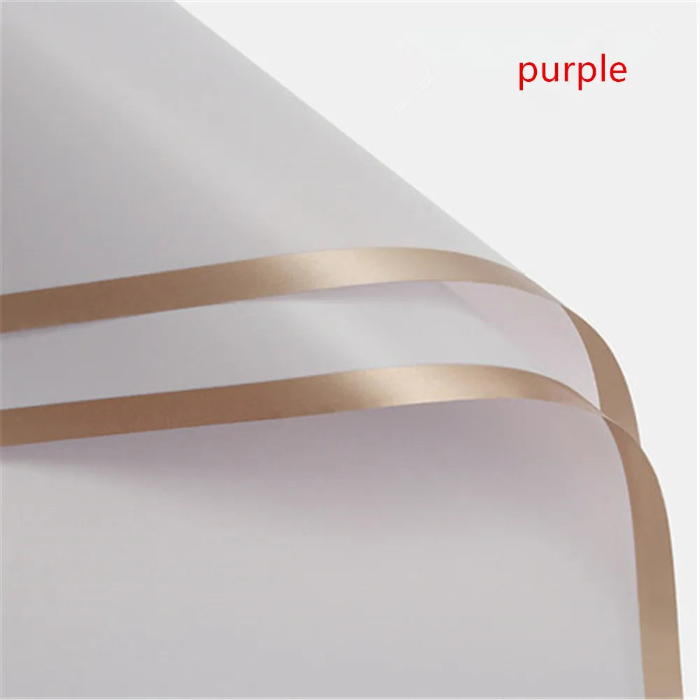 5pcs Flower Wrapping Paper with Golden Border | Korean Style Half Transparent Gift Packing for Florist Bouquet