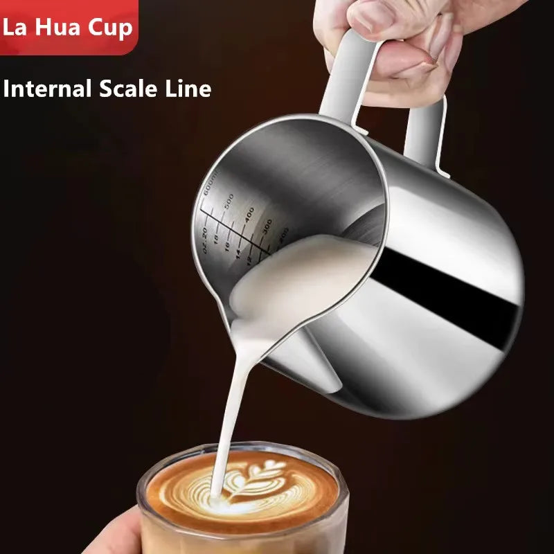 Pichet à lait en acier inoxydable avec échelle, 350/600/1000 ml, pour café et latte art