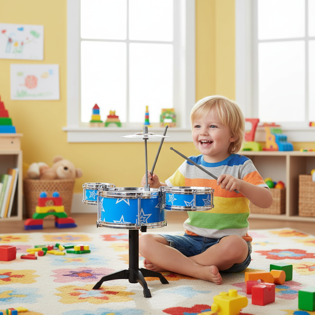 Kids Jazz Drum Set 5 Drum Kit with Cymbal Beginner Musical Toy
