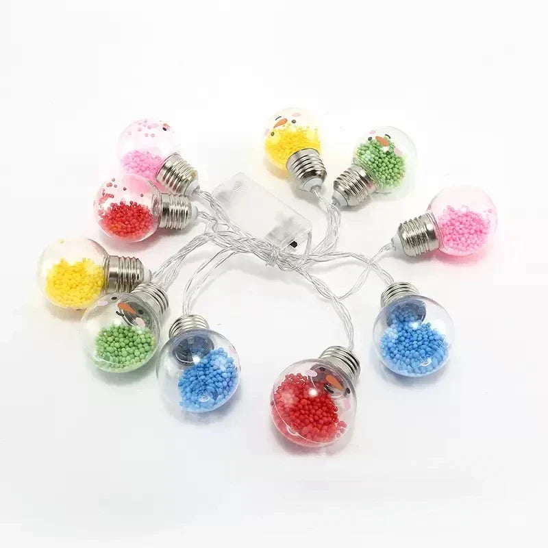 1PC Guirlande Lumineuse Boule Ampoule Noël 1.5M10LED, Arbre de Noël Souriant, Lampe Décorative, Fée Lumineuse pour Chambre, Fête d'Anniversaire