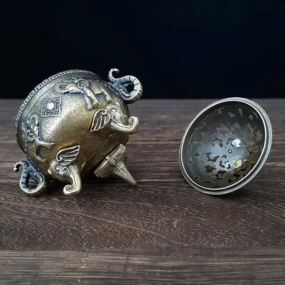 Elephant Triple-Legged Incense Burner | Metal Aromatherapy Decor