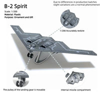 B-2 SPIRIT 1/200 Scale Assembly Plastic Model airplane (including base)  Home placement, collection and decoration  Gift