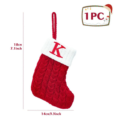 Christmas Socks Knitting Snowflake Letter Stocking Christmas Decoration for Home 2024 Xmas Tree Ornament Gift Navidad Natal A-Z