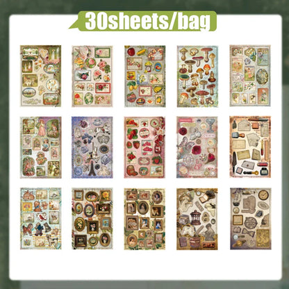 Mr. Paper 30pcs Vintage Sticker Book | Old-Timey Amusement Park Retro Decal Collection for Planners and Journals