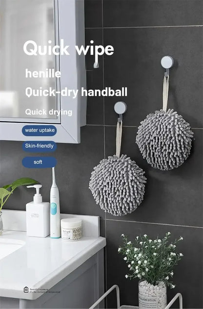 Kitchen and Bathroom Towel Balls with Hanging Rings | Quick-Dry Soft Microfiber Wipes