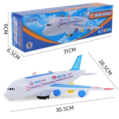 Electronic Airplane Toy with Music & Lights – Automatic Rotating Educational Plane