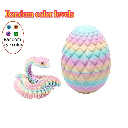 3D Printed Snake with Egg | Articulated Desktop Animal Decoration