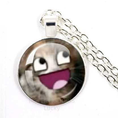 Funny Meme Cartoon Glass Pendant Necklace | Unisex Party Jewelry Gift