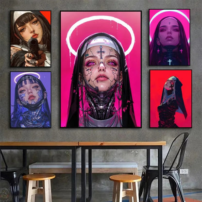 A-Anime Nun Poster HD Posters Home Room Bar Cafe Decor Art Wall Painting Picture