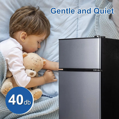 2.9 Cu.Ft Mini Fridge with Freezer Small Energy-Saving Double Door Refrigerator