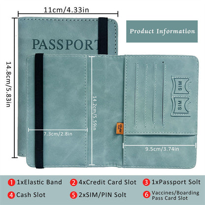 RFID Vintage PU Leather Passport Holder – Multi-Function Travel Wallet