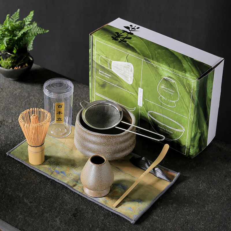 4PCS Outils de préparation de thé japonais Matcha DIY Fouet à Matcha en bambou Cuillère Bol Fouet à thé Brosses Accessoires de cérémonie