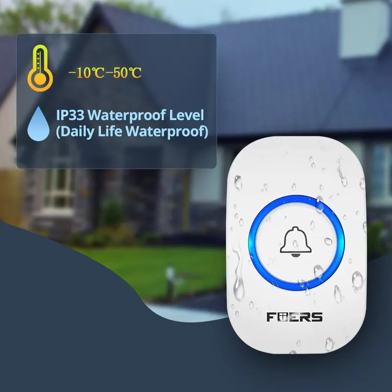 Wireless Waterproof Doorbell Welcome Chime 32 Songs Battery Operated