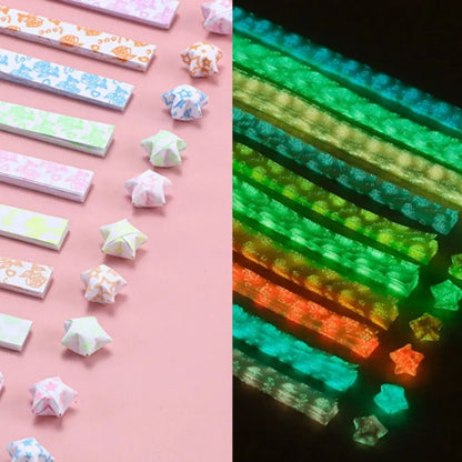 210 Sheets Luminous Origami Stars Paper | 10 Colors Glow in the Dark Lucky Star Strips for DIY Craft