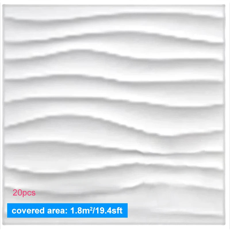 Rénovation Murale 3D PVC Panneau Mural Ondulé Texture Autocollant Mural Non Auto-adhésif Carrelage Céramique Papier Peint Chambre Salle de Bain