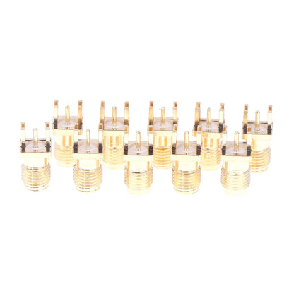SMA Female Jack PCB Edge Mount Adapter Connector | 10-Pack Gold Plated RF Coaxial Connectors