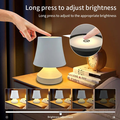 LumiNest | Rechargeable LED Desk Lamp with 3-Color Dimmable Bedside Light Decor
