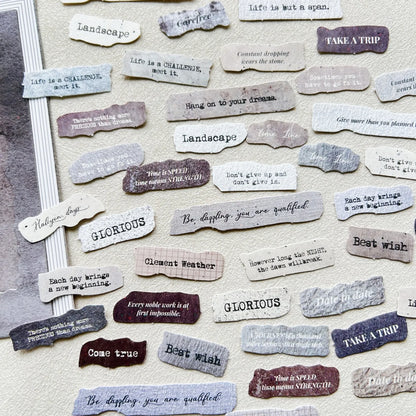 Journamm 50 Pcs English Label Sticker Package | Junk Journal Scrapbook Embellishment Kit