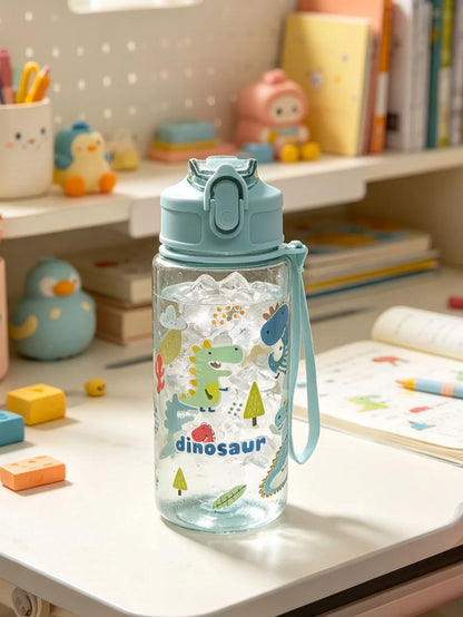 Cartoon Printed Straw Cup 500ml | BPA Free Portable Water Bottle