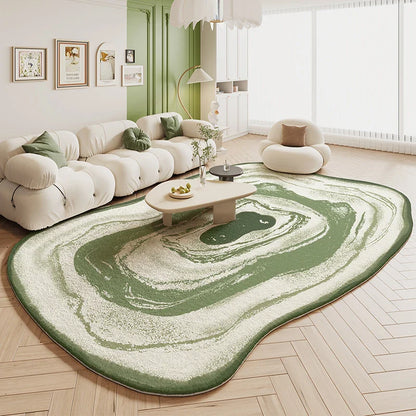 Tapis de salon VIKAMA Green Carpet en forme de crème, style 2025, nouveau tapis de chevet de chambre irrégulier en peluche, décoration d'intérieur