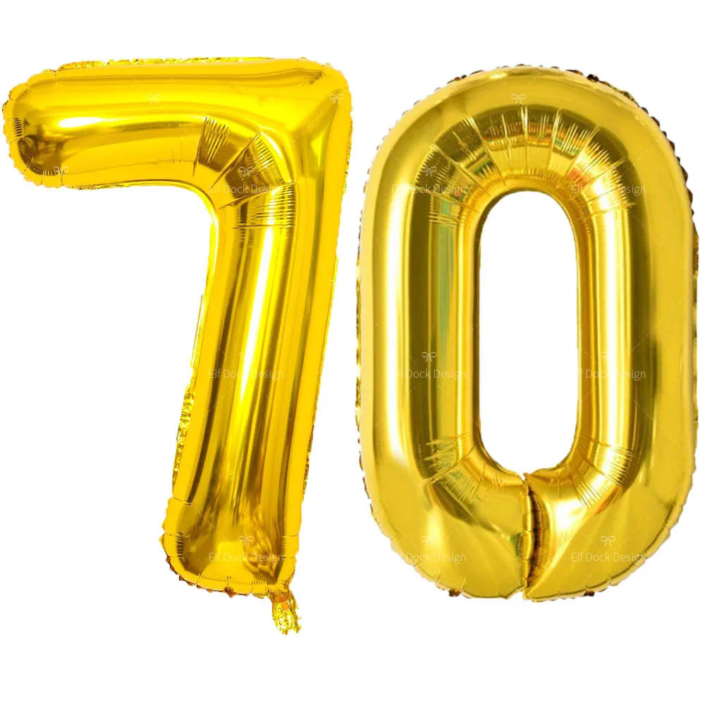 Gold Number Balloons for Milestone Birthdays | Large 40 Inch Foil Set