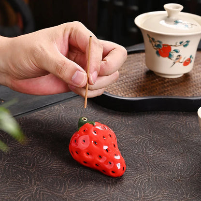 Strawberry Ceramic Incense Burner | Realistic Fruit Home Aromatherapy Decor