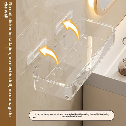 Wall mounted cosmetic and skincare storage rack for bathroom no need for drilling Multi functional kitchebathroom storage rackra