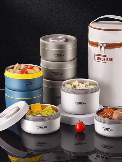 Portable Insulated Food Lunch Container | Thermal Lunch Box with Stackable Bowls
