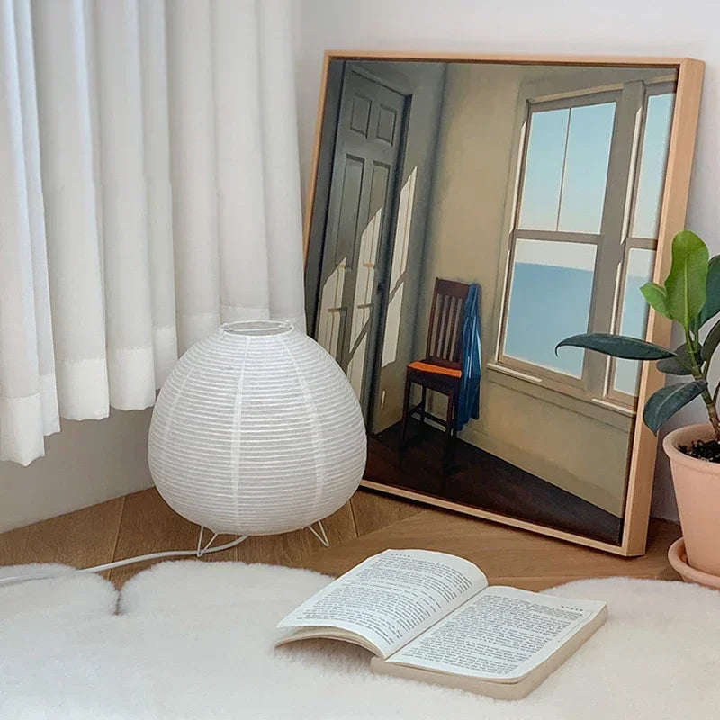 Japanese LED Lantern Table Lamp Rice Paper Bedside Light Living Room Bedroom Decor