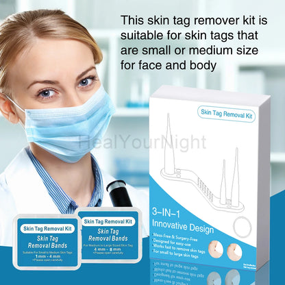 Kit 3-en-1 indolore pour l'élimination des acrochordons | Stylo de suppression des acrochordons, grains de beauté, acné et verrues avec cotons-tiges nettoyants