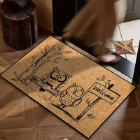 VIKAMA Fun Owl Welcome Floor Mat, Suitable For Entrance And Bathroom Areas, Non-Slip And Dirt-Resistant, Home Decoration Carpet