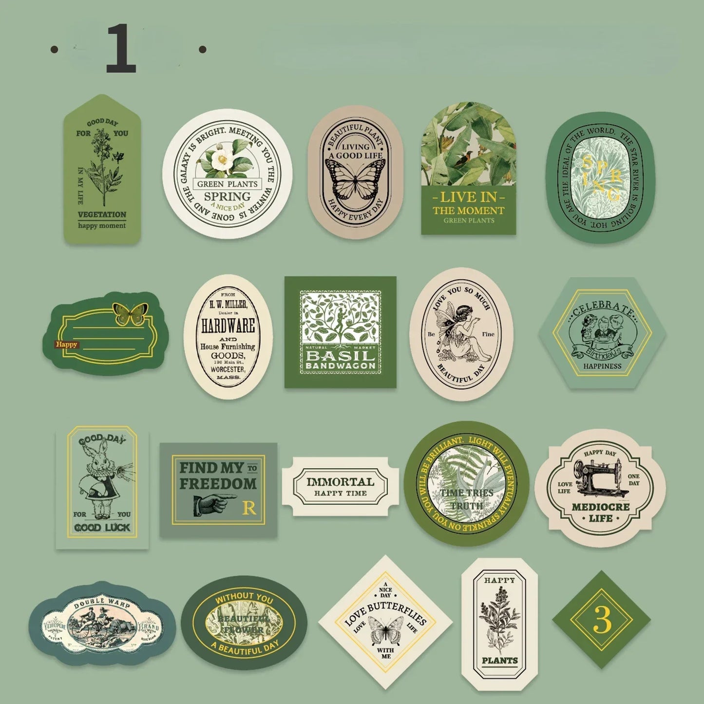 Vintage Label Stickers for DIY Crafts | 40-Piece Retro Collection