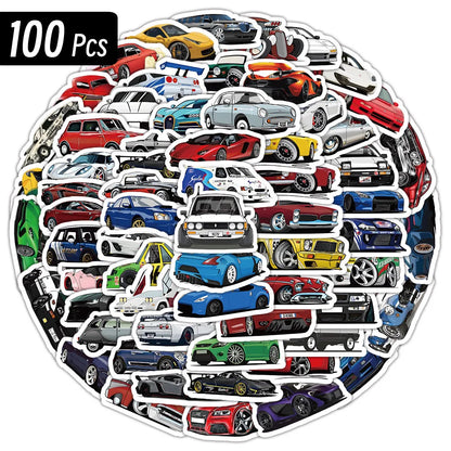 Retrofit Racing Car Graffiti Stickers | Waterproof Decal Set for Laptop, Guitar, Luggage, Bike, Skateboard