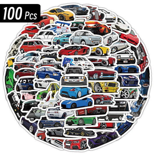 Retrofit Racing Car Graffiti Stickers | Waterproof Decal Set for Laptop, Guitar, Luggage, Bike, Skateboard
