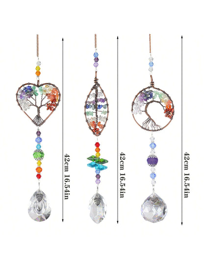 Attrape-soleil en cristal Arbre de Vie pour fenêtres, décorations à suspendre avec prismes pour la maison, l'intérieur, l'extérieur, la voiture, créant des arcs-en-ciel